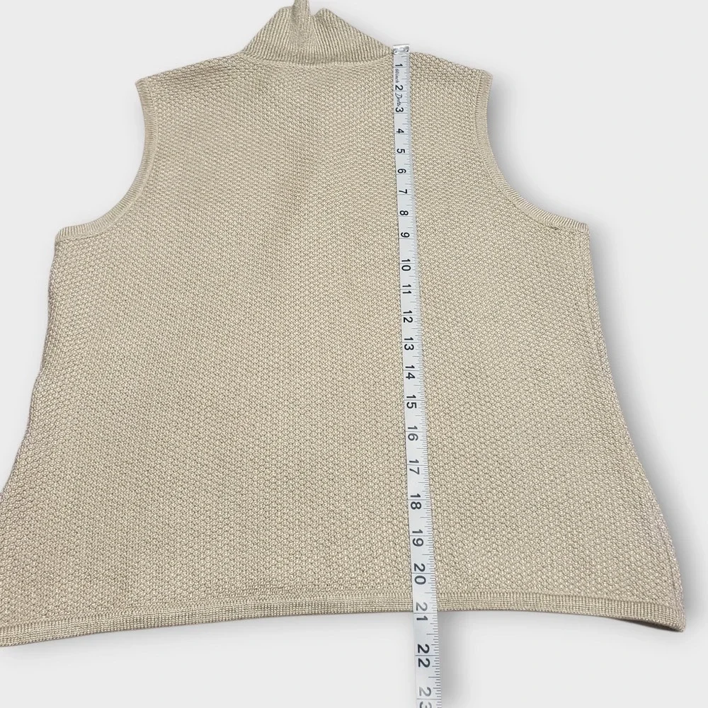 St John Collection Marie Gray Knit Sleeveless Polo Sweater Gold Metallic Size 4